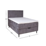 Kontinentinė lova LAARA 90x200cm, grafito spalvos - Image 4