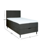 Kontinentinė lova LAARA 90x200 cm, tamsiai pilka - Image 10