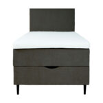 Kontinentinė lova LAARA 90x200 cm, tamsiai pilka - Image 4