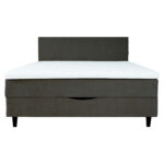 Kontinentinė lova LAARA 140x200 cm, tamsiai pilka - Image 4