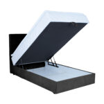 Kontinentinė lova LEVI 90x200 cm, su čiužiniu, tamsiai pilka - Image 3