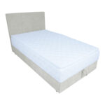 Kontinentinė lova LEVI 90x200 cm, su čiužiniu, tamsiai smėlio spalvos - Image 5