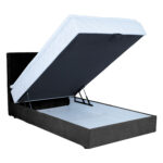 Kontinentinė lova LEVI 120x200 cm, su čiužiniu, tamsiai pilka - Image 3