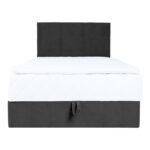 Kontinentinė lova LEVI 120x200 cm, su čiužiniu, tamsiai pilka - Image 4