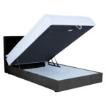 Kontinentinė lova LEVI 140x200 cm, su čiužiniu, tamsiai pilka - Image 3