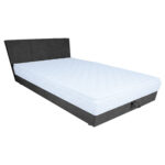 Kontinentinė lova LEVI 140x200 cm, su čiužiniu, tamsiai pilka - Image 5