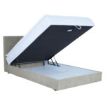 Kontinentinė lova LEVI 140x200 cm, su čiužiniu, tamsiai smėlio spalvos - Image 3