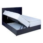 Kontinentinė lova LEVI 160x200 cm, su čiužiniu, tamsiai pilka - Image 3