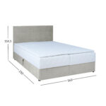 Kontinentinė lova LEVI 160x200 cm, su čiužiniu, tamsiai smėlio spalvos - Image 10