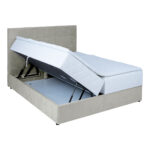 Kontinentinė lova LEVI 160x200 cm, su čiužiniu, tamsiai smėlio spalvos - Image 3