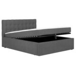 Kontinentinė lova LEENA 160x200 cm, su čiužiniu, pilka - Image 3