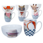 Puodelių ir dubenėlių rinkinys POPPY, sumaišyti