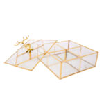 Stiklinė dėžutė BERYL 18x18xH6cm, aukso spalvos - Image 2