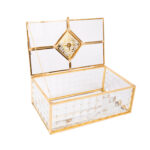 Stiklinė dėžutė BERYL 20x12xH7,5cm, aukso spalvos - Image 2