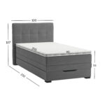 Kontinentinė lova JEEP 90x200 cm, pilka - Image 3