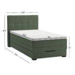 Kontinentinė lova JEEP 90x200 cm, žalia - Image 3