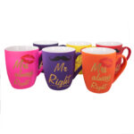 Puodelis NEON MR/MRS, 400 ml, maišytų spalvų, keramikinis su silikonine danga - Image 2