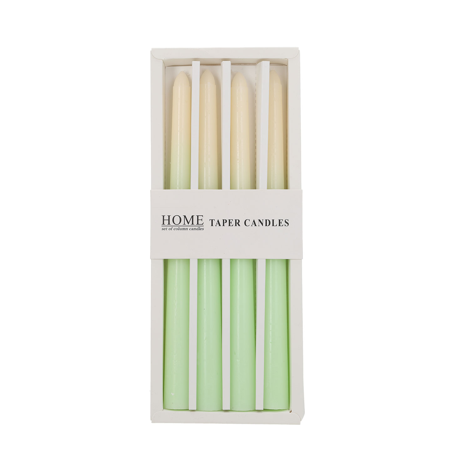 86910 Antikvarinė žvakė CAROLA 4 vnt. 25 cm žalios/baltos spalvos perlamutras - Image 1