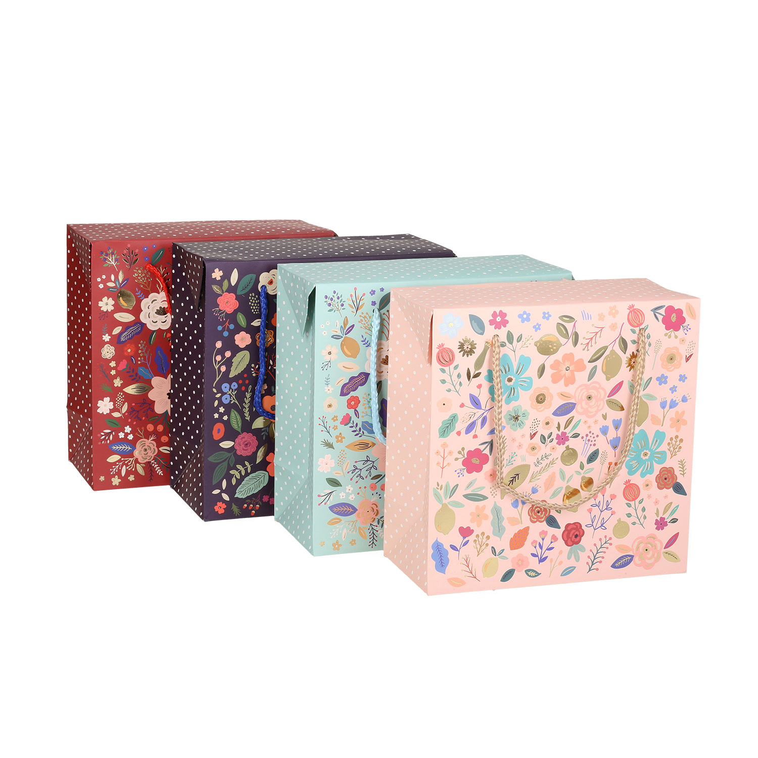 87959 Dovanų maišelis BOXY M, 21x21x10cm, miksas - Image 1