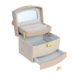 Juvelyrinių dirbinių dėžutė SEZANE LUX 16x13x11,5 cm, smėlio spalvos - Image 2