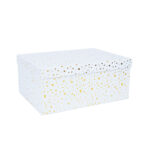 Dėžutė DIANA-6, su dangteliu, 27x20xH12cm, balta/auksinė