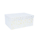 Dėžutė DIANA-7, su dangteliu, 25x18xH10,5cm, balta/auksinė