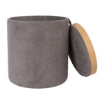 Otomanas / stalas HIRO D39xH44cm, pilkos spalvos, su dėže ir dėže - Image 3