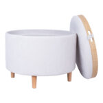 Otomanas / stalas HIRO D56xH42,5 cm, baltos spalvos, su dėže ir dėže - Image 3