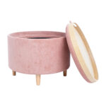 Otomanas / stalas HIRO D56xH42,5 cm, rožinės spalvos, su dėže ir dėže - Image 4
