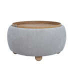 Otomanas / stalas HIRO D67xH38cm, smėlio spalvos, su daiktadėže