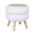 Otomanas / staliukas HANA D40xH41cm, baltos spalvos, su daiktadėže