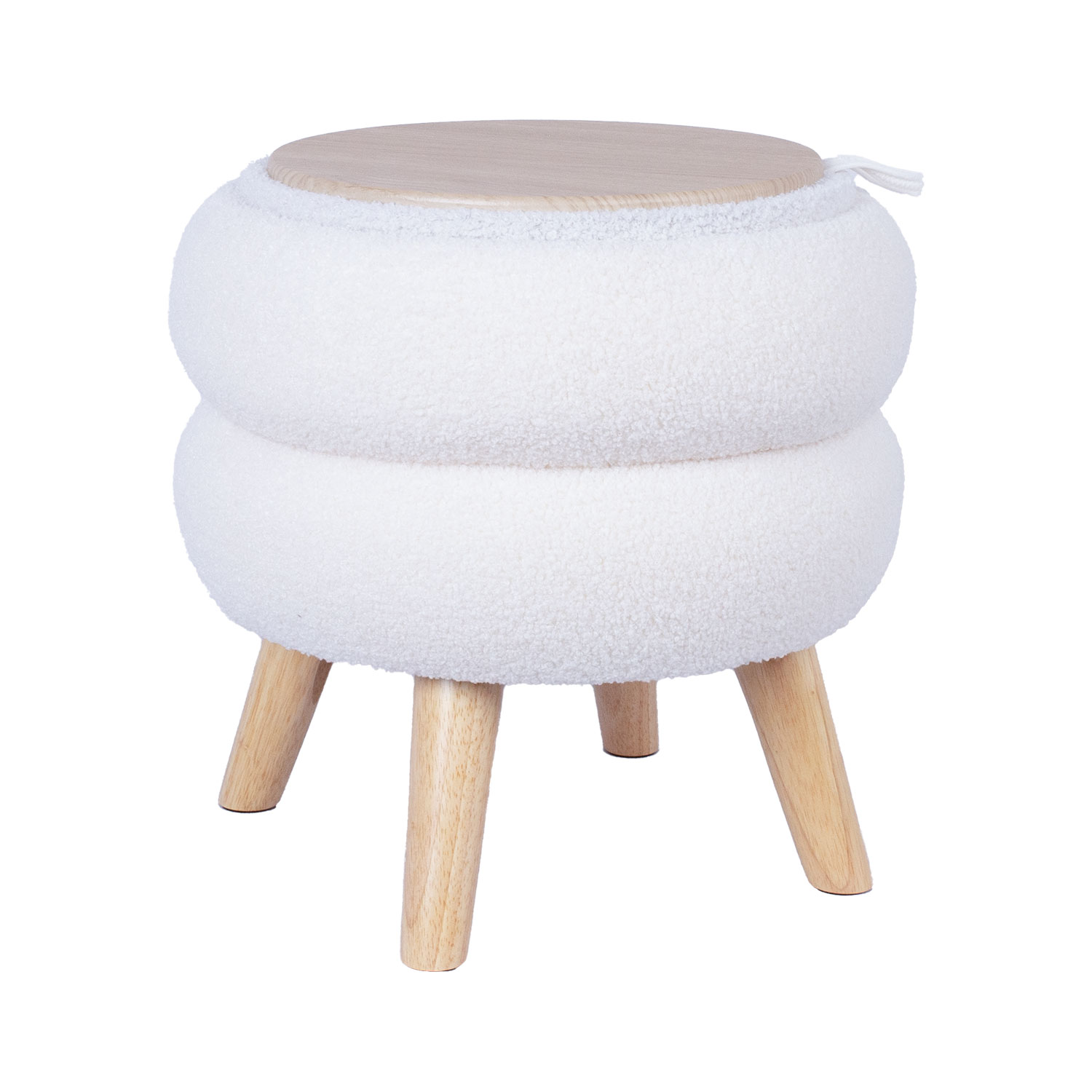 88572 Otomanas / staliukas HANA D40xH41cm, baltos spalvos, su daiktadėže - Image 1