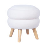 Otomanas / staliukas HANA D40xH41cm, baltos spalvos, su daiktadėže - Image 2