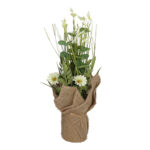 Dirbtinė gėlė GARDEN H35cm, baltas margainis, žolė su vazonu