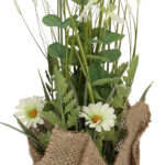 Dirbtinė gėlė GARDEN H35cm, baltas margainis, žolė su vazonu - Image 2