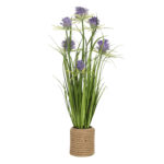 Dirbtinė gėlė GARDEN H70cm, violetinė chrizantema, žolė su vazonu