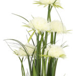 Dirbtinė gėlė GARDEN H70cm, balta chrizantema, žolė su vazonu - Image 2