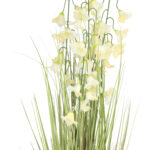 Dirbtinė gėlė SODE H87cm, balta campanula, žolė su vazonu - Image 2