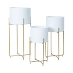 Gėlių stovas DEIA WHITE M 21,5×20,5xH47cm, baltos/auksinės spalvos - Image 2