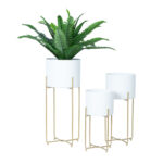 Gėlių stovas DEIA WHITE S 19,5x18xH37cm, baltos/auksinės spalvos - Image 3