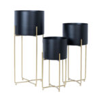 Gėlių stovas DEIA BLACK L 24,5×23,5xH57cm, juodas/auksinis - Image 2