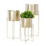 Gėlių stovas DEIA GOLD L 24,5×23,5xH57cm, aukso spalvos - Image 3