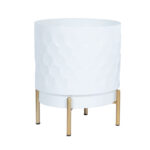 Gėlių vazonas DEIA D21xH26cm, baltos/auksinės spalvos