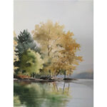 Sienų meno kūrinys WALLY 45x60cm, Miškas prie ežero - Image 2