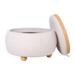 Otomanas / stalas HIRO D67xH38cm, baltos spalvos, su daiktadėže - Image 3