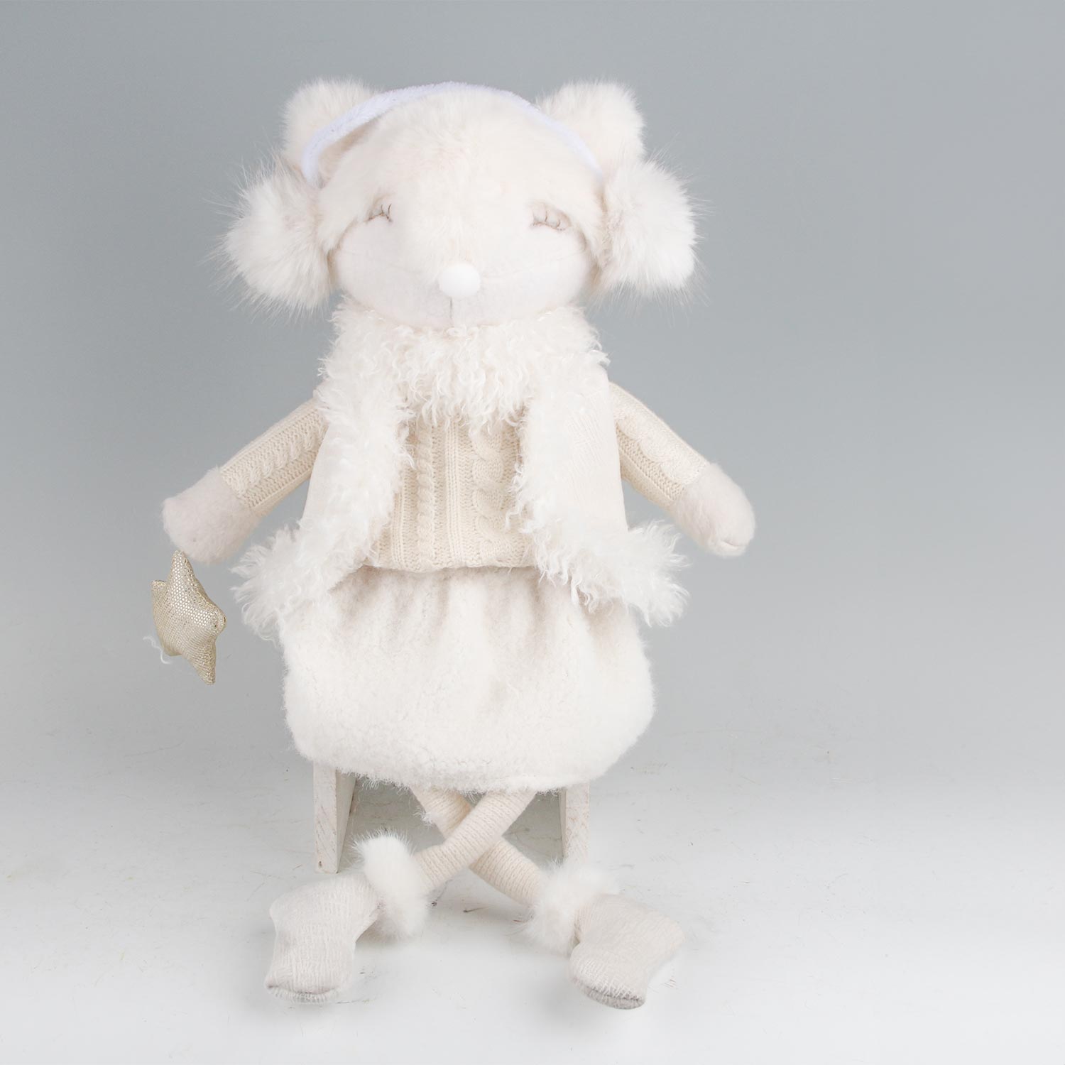 89037 Dekoracija FAB EMMA H54cm, lapė, balta - Image 1