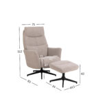 Gulimas fotelis LONDON su kojūgaliais, smėlio spalvos - Image 8