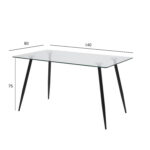 Valgomojo stalas WILMA 140x80xH75cm, juodas - Image 2