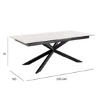 Valgomojo stalas IRWINE 200/240x100xH76cm, baltas - Image 9