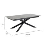 Valgomojo stalas IRWINE 200/240x100xH76cm, pilkos spalvos - Image 9